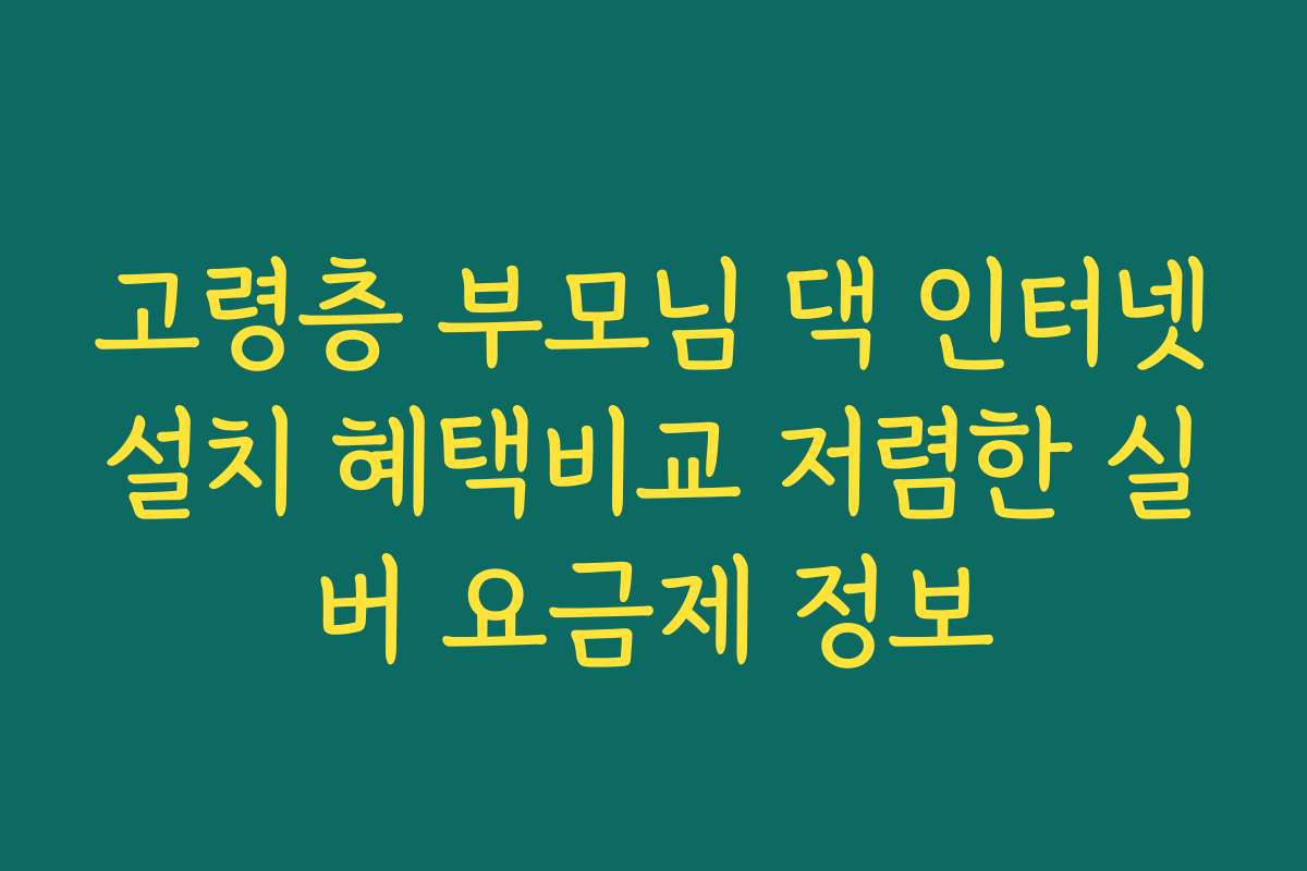 고령층 부모님 댁 인터넷설치 혜택비교 저렴한 실버 요금제 정보 고령층 부모님 댁 인터넷설치 혜택비교 저렴한 실버 요금제 정보