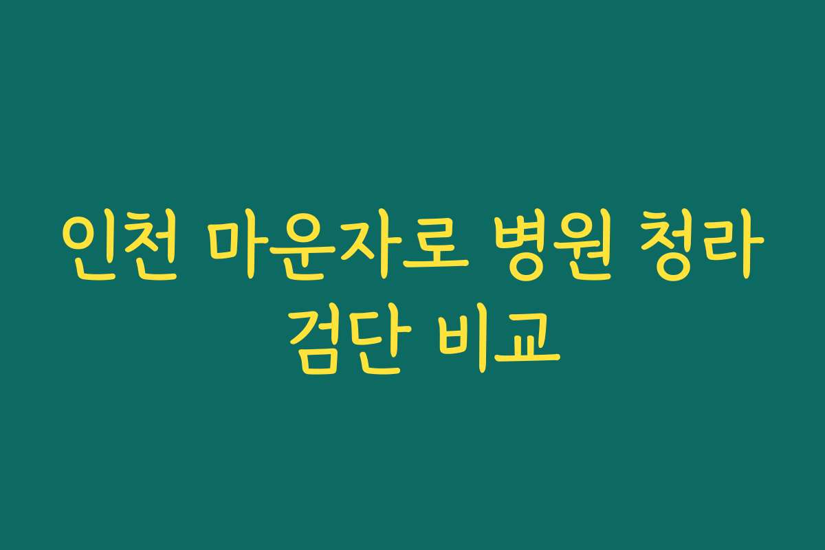 인천 마운자로 병원 청라 검단 비교 인천 마운자로 병원 청라 검단 비교