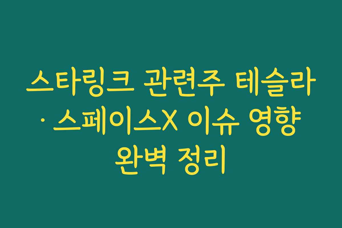 스타링크 관련주 테슬라·스페이스X 이슈 영향 완벽 정리