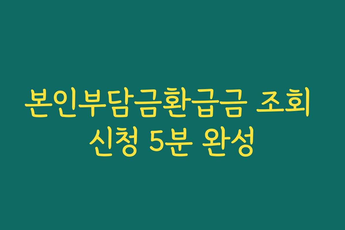 본인부담금환급금 조회 신청 5분 완성