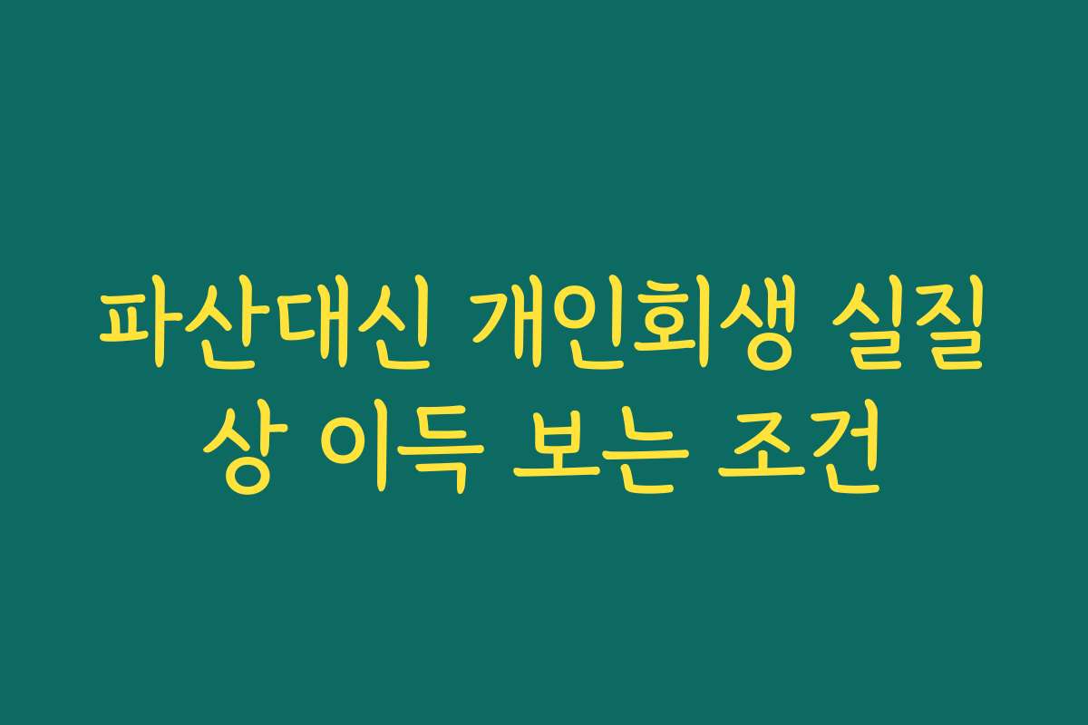 파산대신 개인회생 실질상 이득 보는 조건