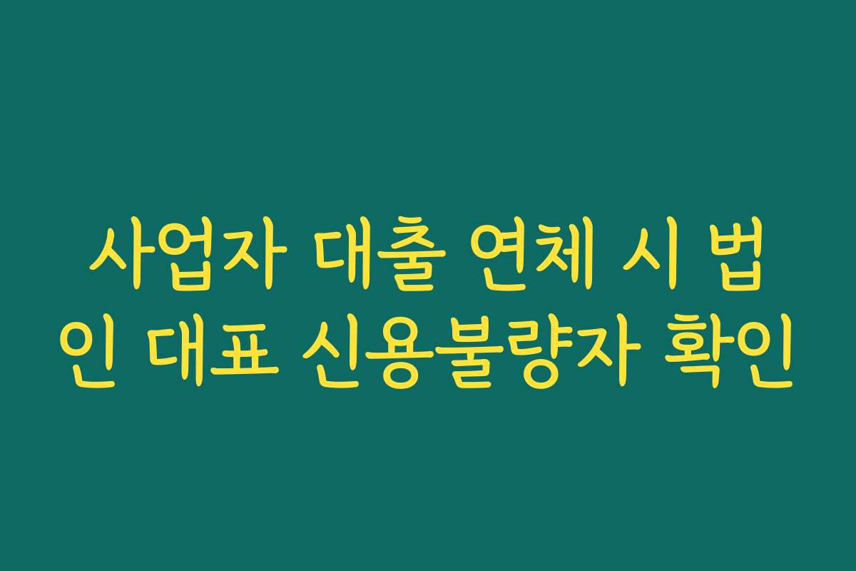 사업자 대출 연체 시 법인 대표 신용불량자 확인
