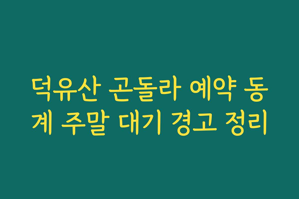 덕유산 곤돌라 예약 동계 주말 대기 경고 정리
