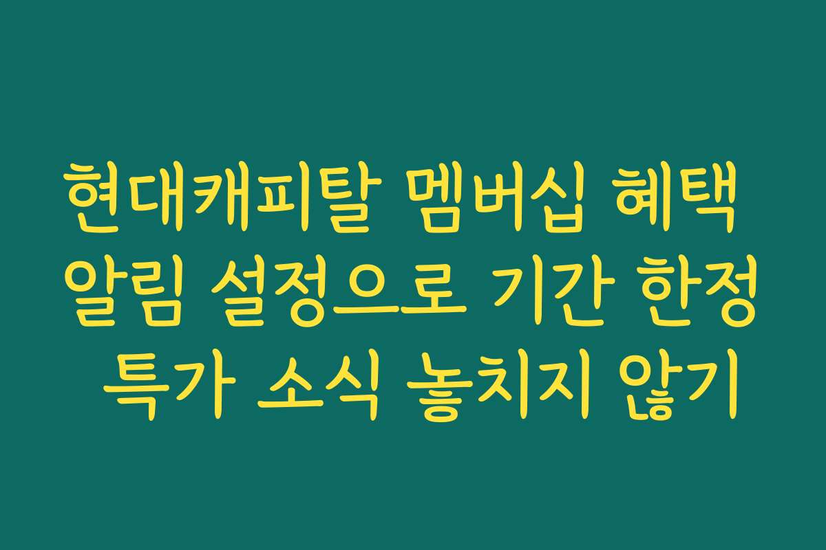 현대캐피탈 멤버십 혜택 알림 설정으로 기간 한정 특가 소식 놓치지 않기