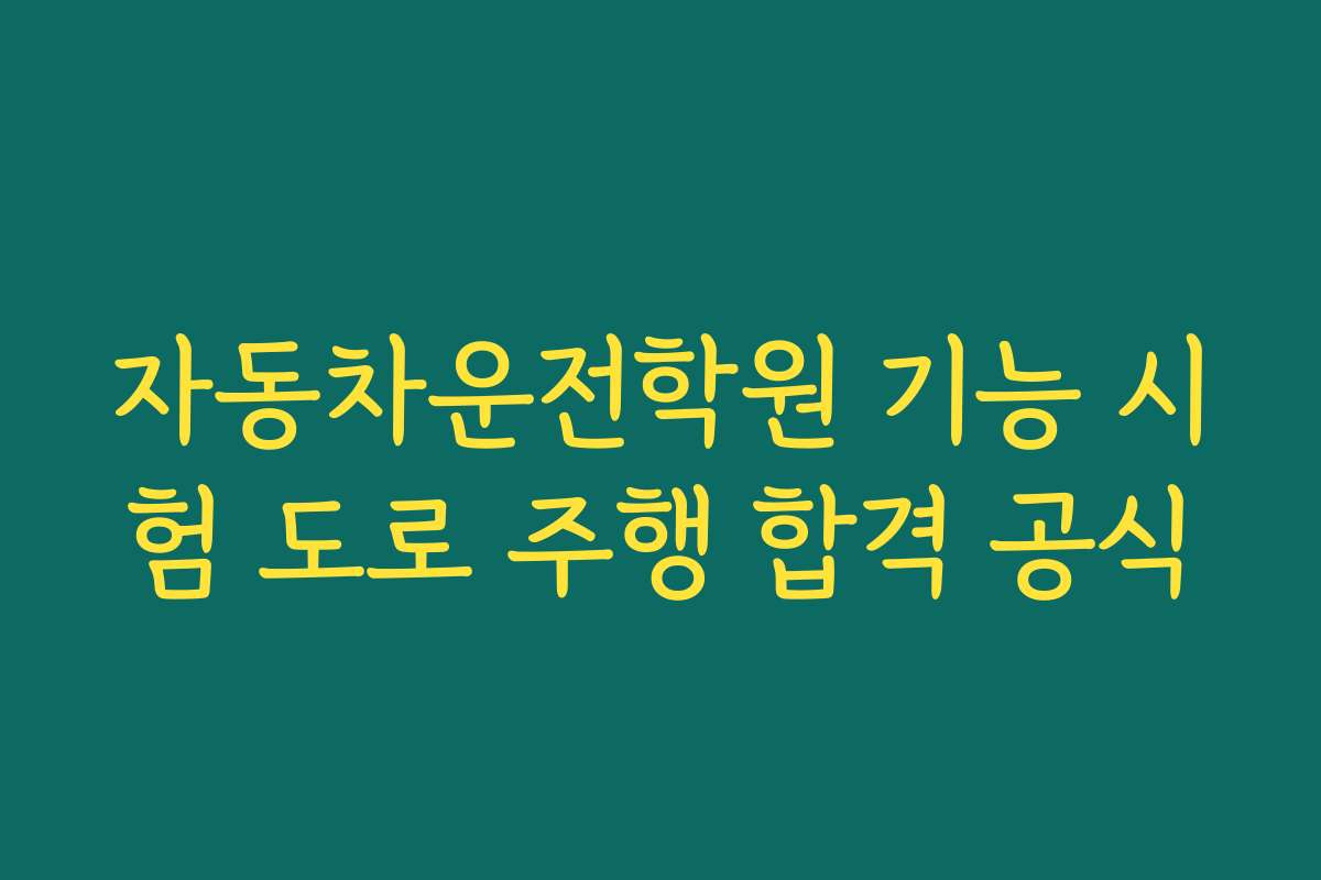 자동차운전학원 기능 시험 도로 주행 합격 공식
