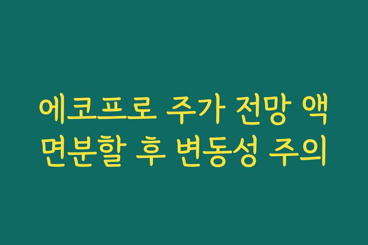 에코프로 주가 전망 액면분할 후 변동성 주의