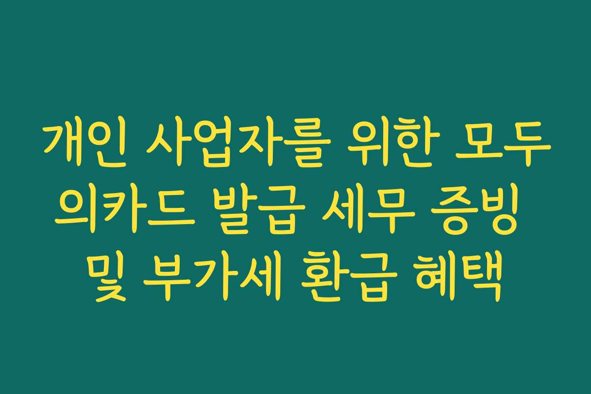 개인 사업자를 위한 모두의카드 발급 세무 증빙 및 부가세 환급 혜택 개인 사업자를 위한 모두의카드 발급 세무 증빙 및 부가세 환급 혜택