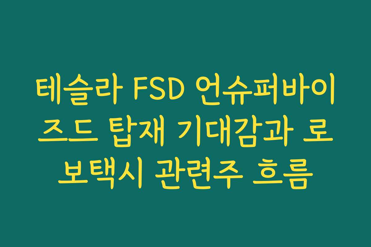 테슬라 FSD 언슈퍼바이즈드 탑재 기대감과 로보택시 관련주 흐름