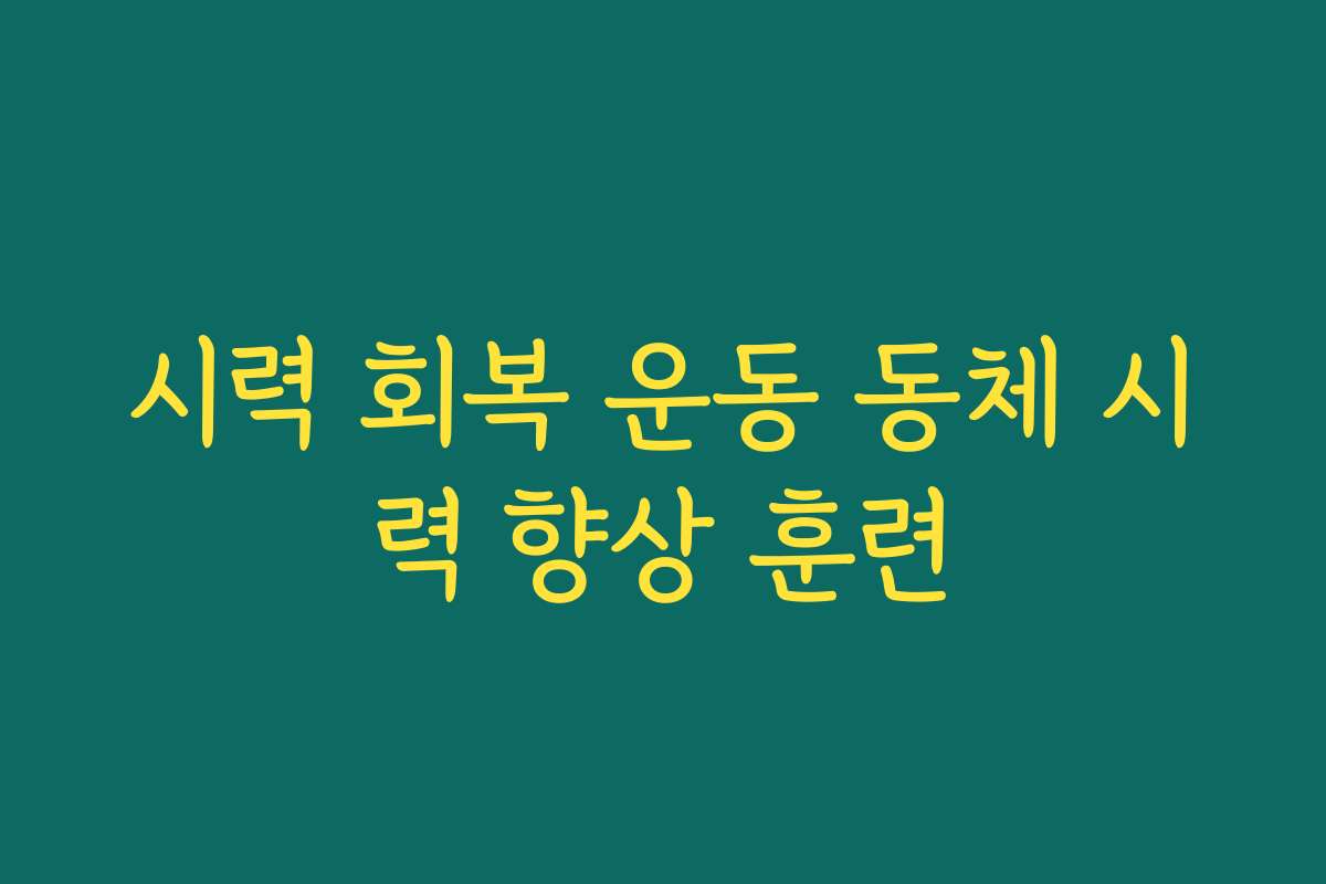 시력 회복 운동 동체 시력 향상 훈련