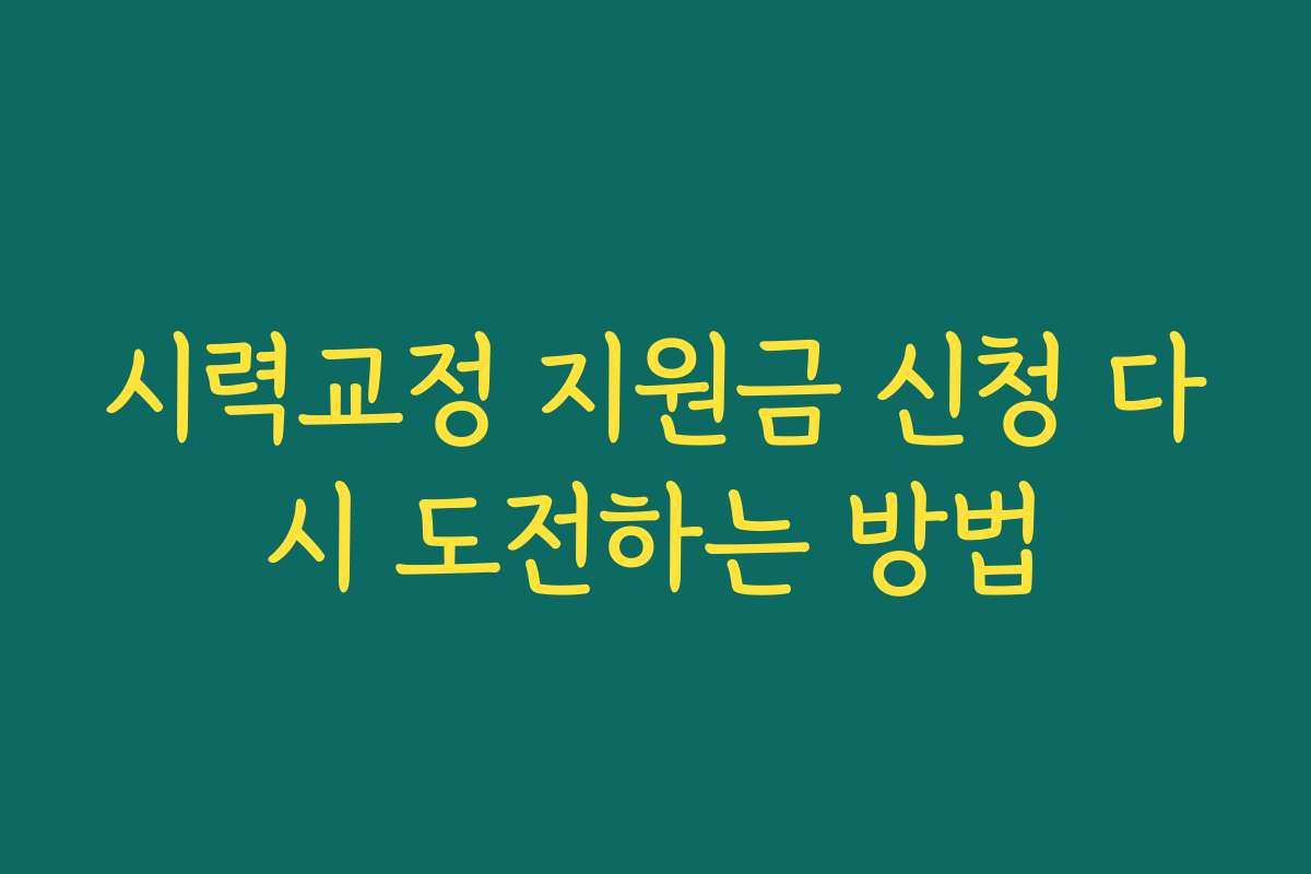 시력교정 지원금 신청 다시 도전하는 방법