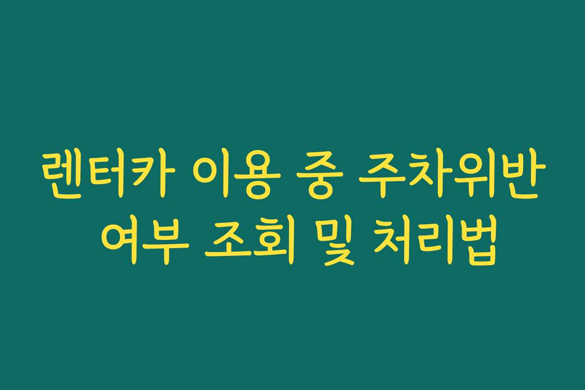 렌터카 이용 중 주차위반 여부 조회 및 처리법 렌터카 이용 중 주차위반 여부 조회 및 처리법