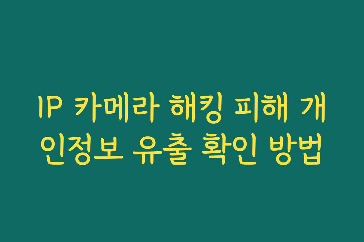 IP 카메라 해킹 피해 개인정보 유출 확인 방법