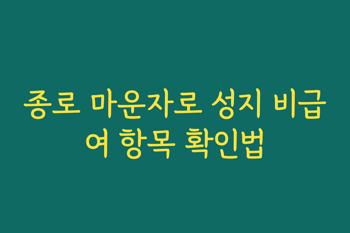 종로 마운자로 성지 비급여 항목 확인법