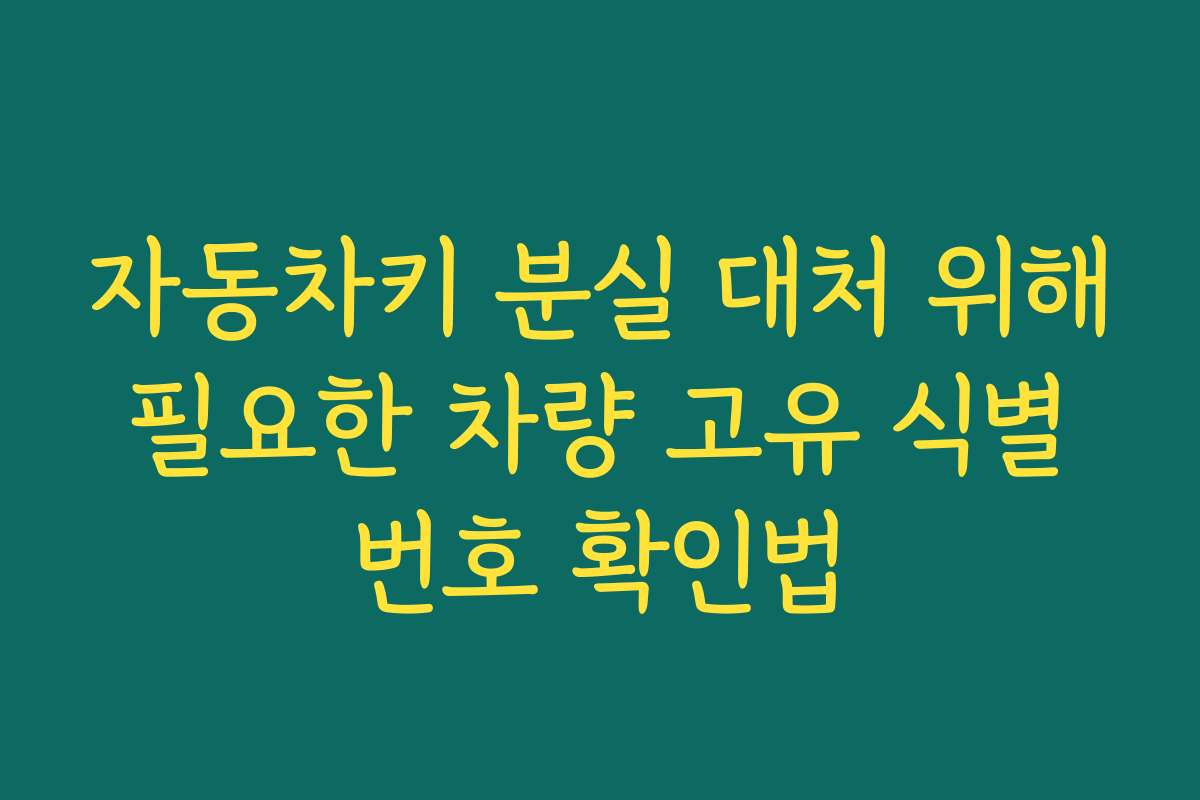 자동차키 분실 대처 위해 필요한 차량 고유 식별 번호 확인법 자동차키 분실 대처 위해 필요한 차량 고유 식별 번호 확인법