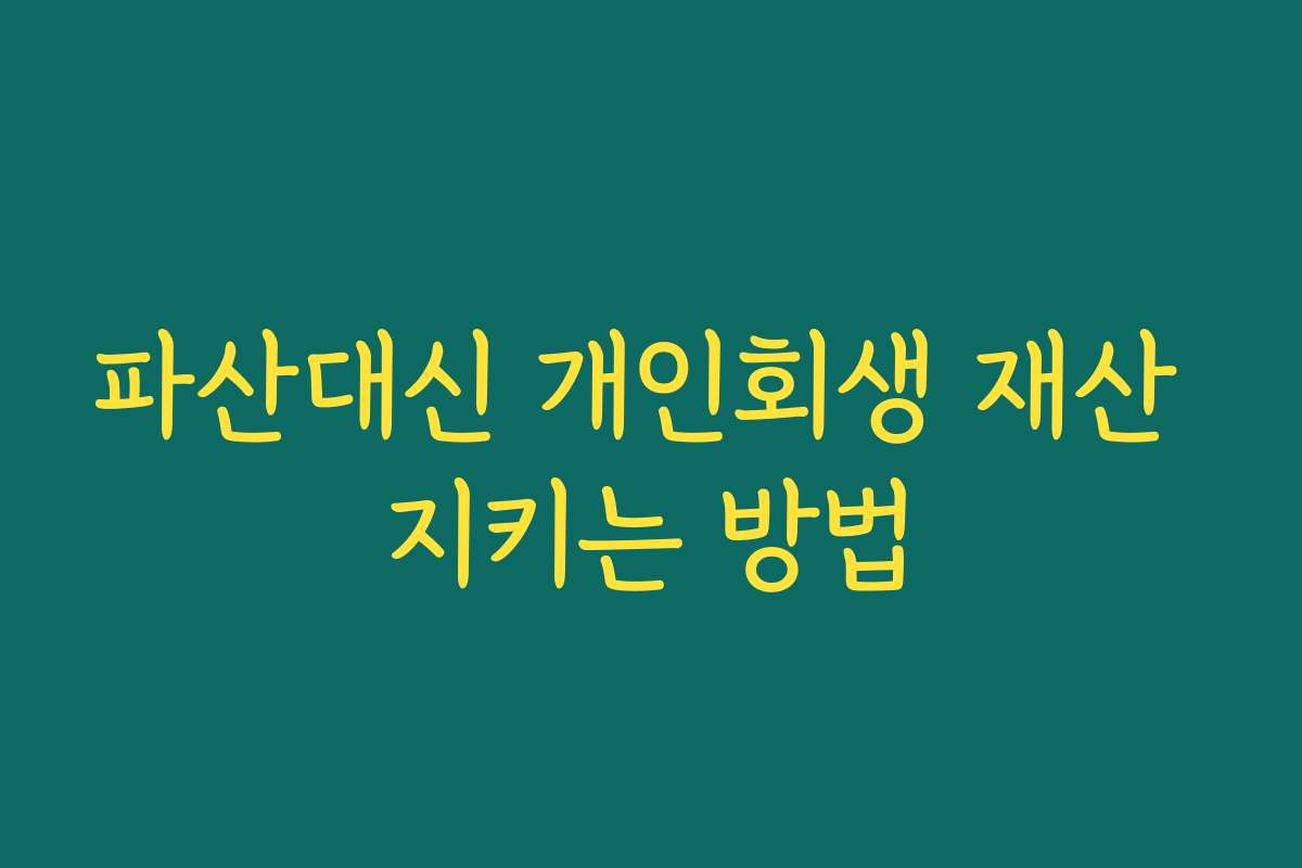 파산대신 개인회생 재산 지키는 방법