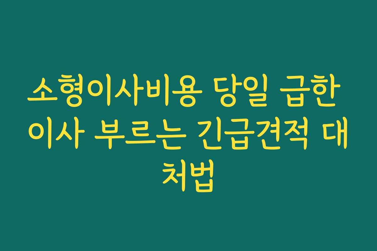 소형이사비용 당일 급한 이사 부르는 긴급견적 대처법