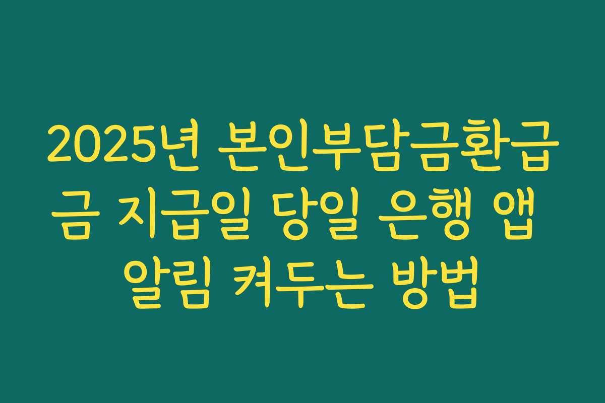 2025년 본인부담금환급금 지급일 당일 은행 앱 알림 켜두는 방법