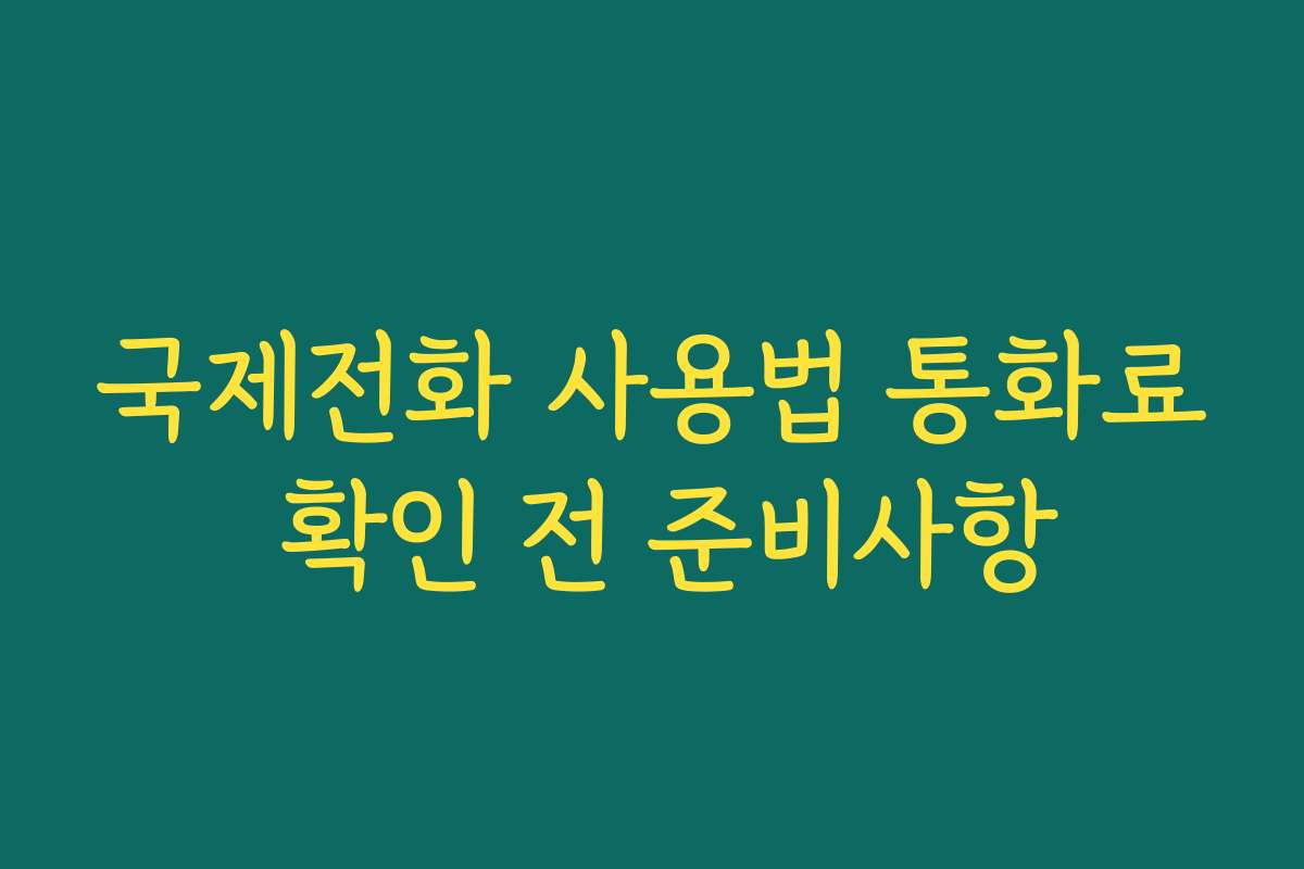 국제전화 사용법 통화료 확인 전 준비사항