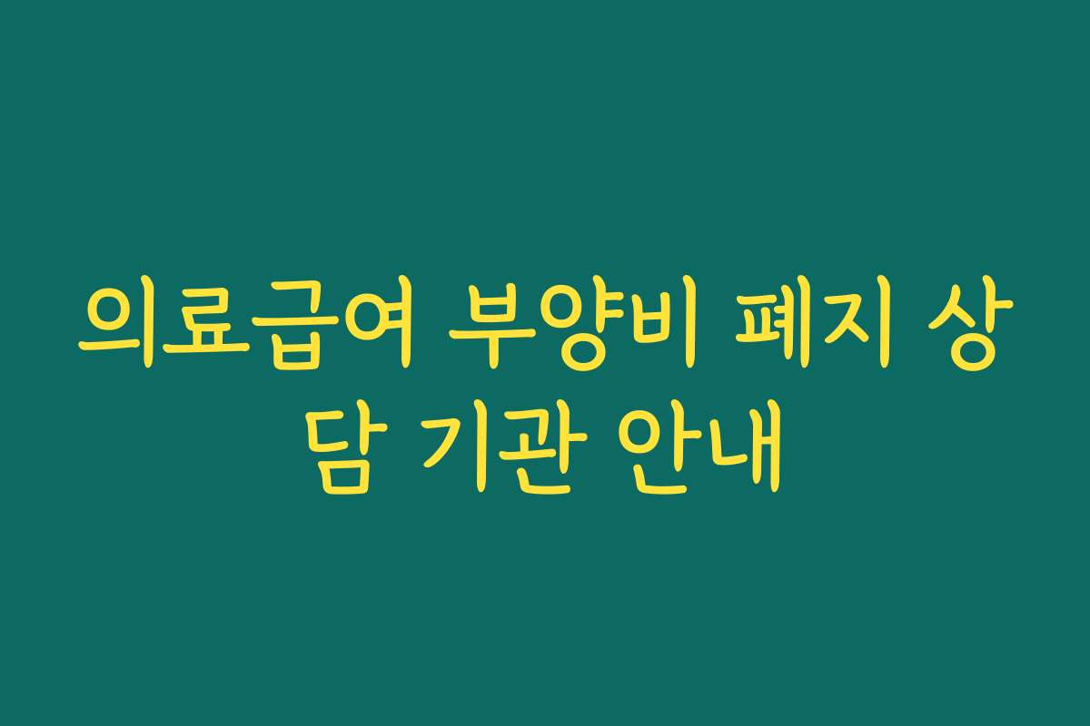 의료급여 부양비 폐지 상담 기관 안내