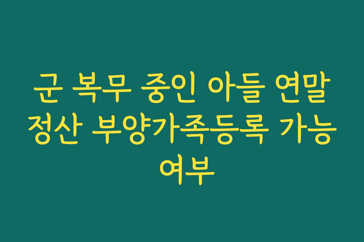 군 복무 중인 아들 연말정산 부양가족등록 가능 여부