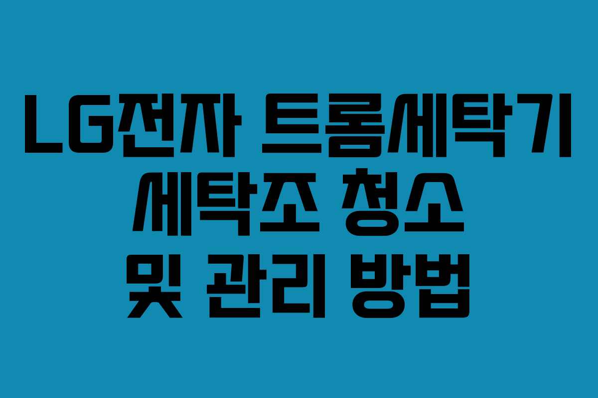 LG전자 트롬세탁기 세탁조 청소 및 관리 방법