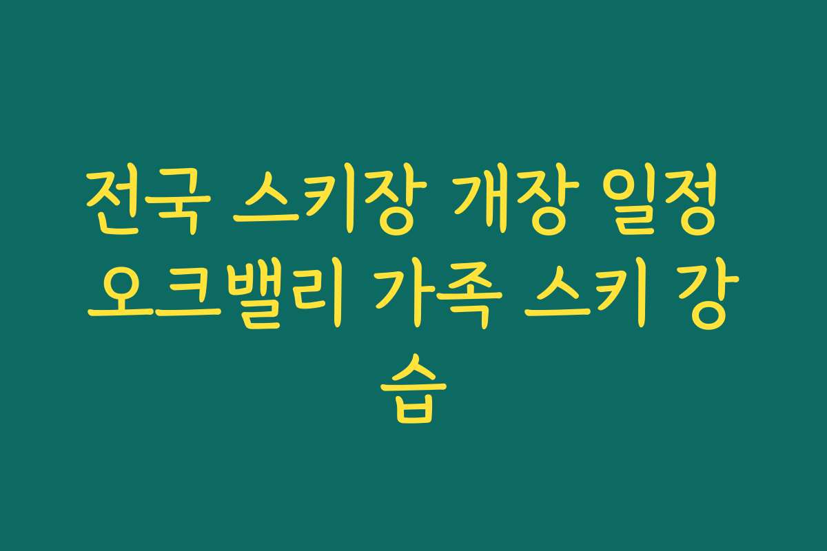 전국 스키장 개장 일정 오크밸리 가족 스키 강습