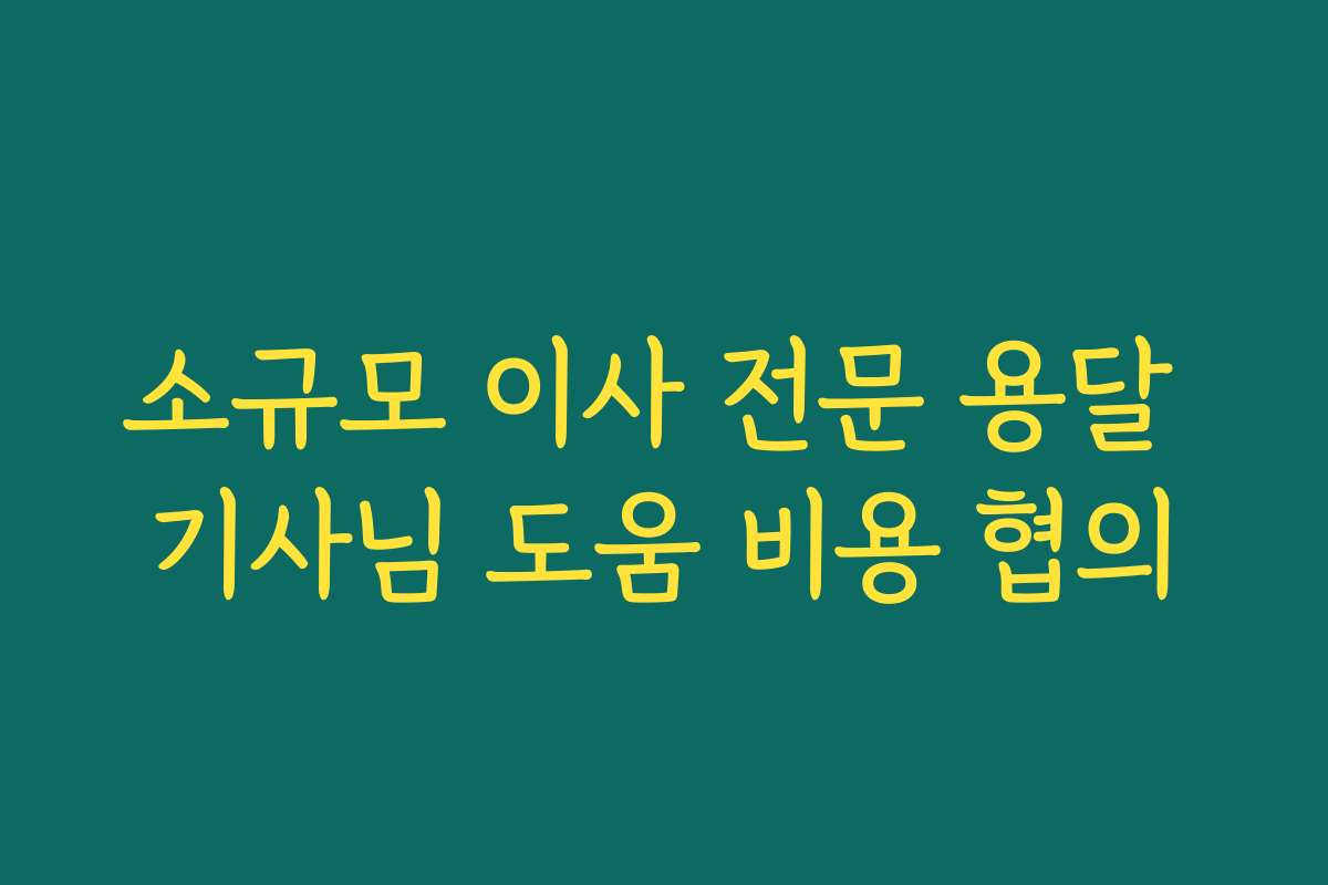 소규모 이사 전문 용달 기사님 도움 비용 협의