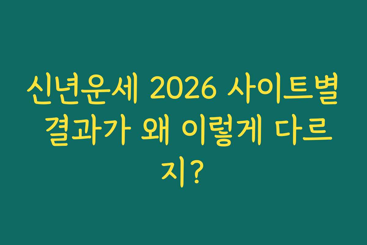 신년운세 2026 사이트별 결과가 왜 이렇게 다르지?