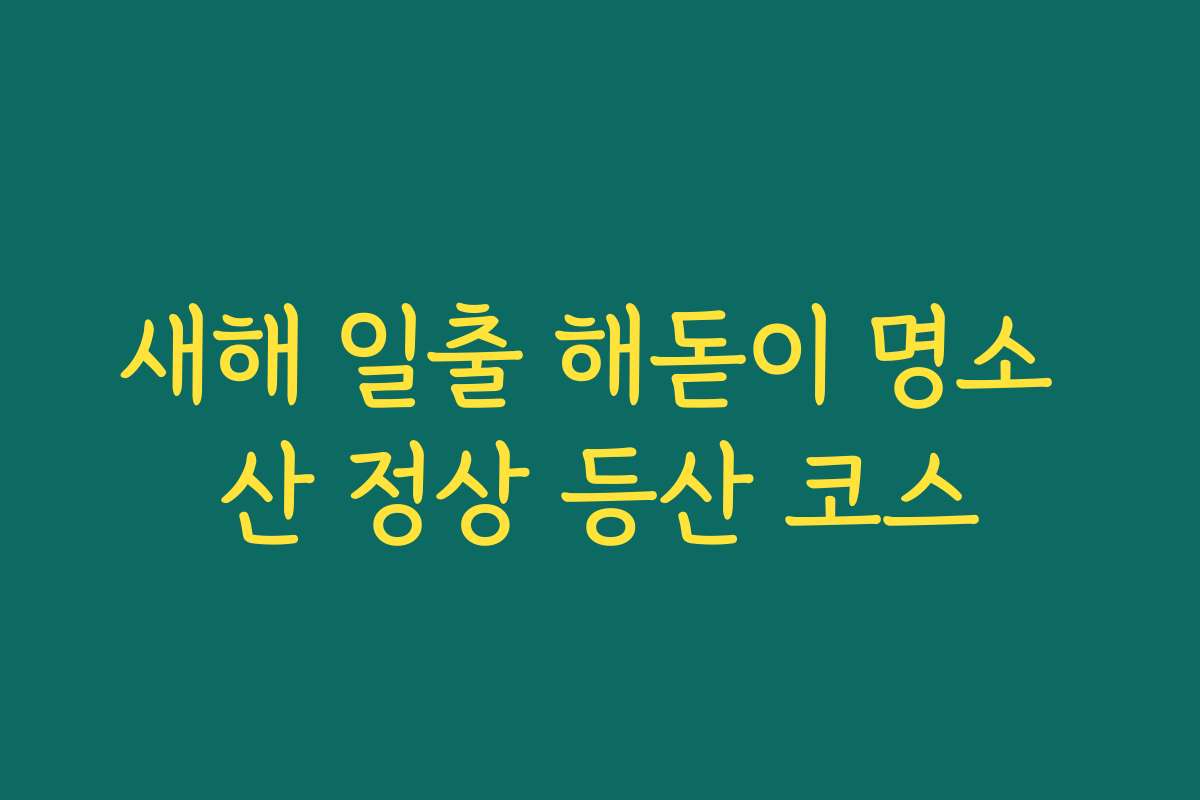 새해 일출 해돋이 명소 산 정상 등산 코스