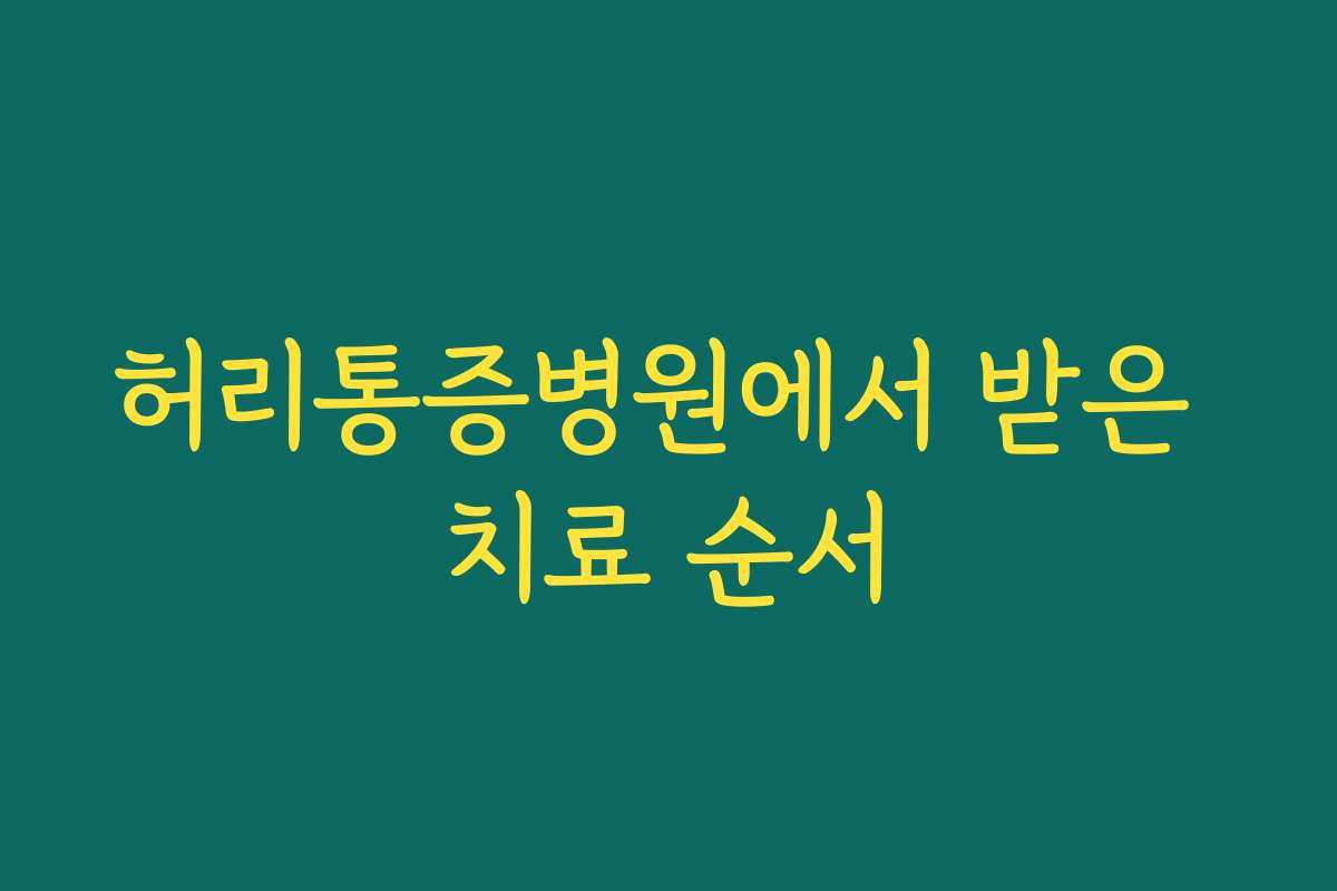허리통증병원에서 받은 치료 순서