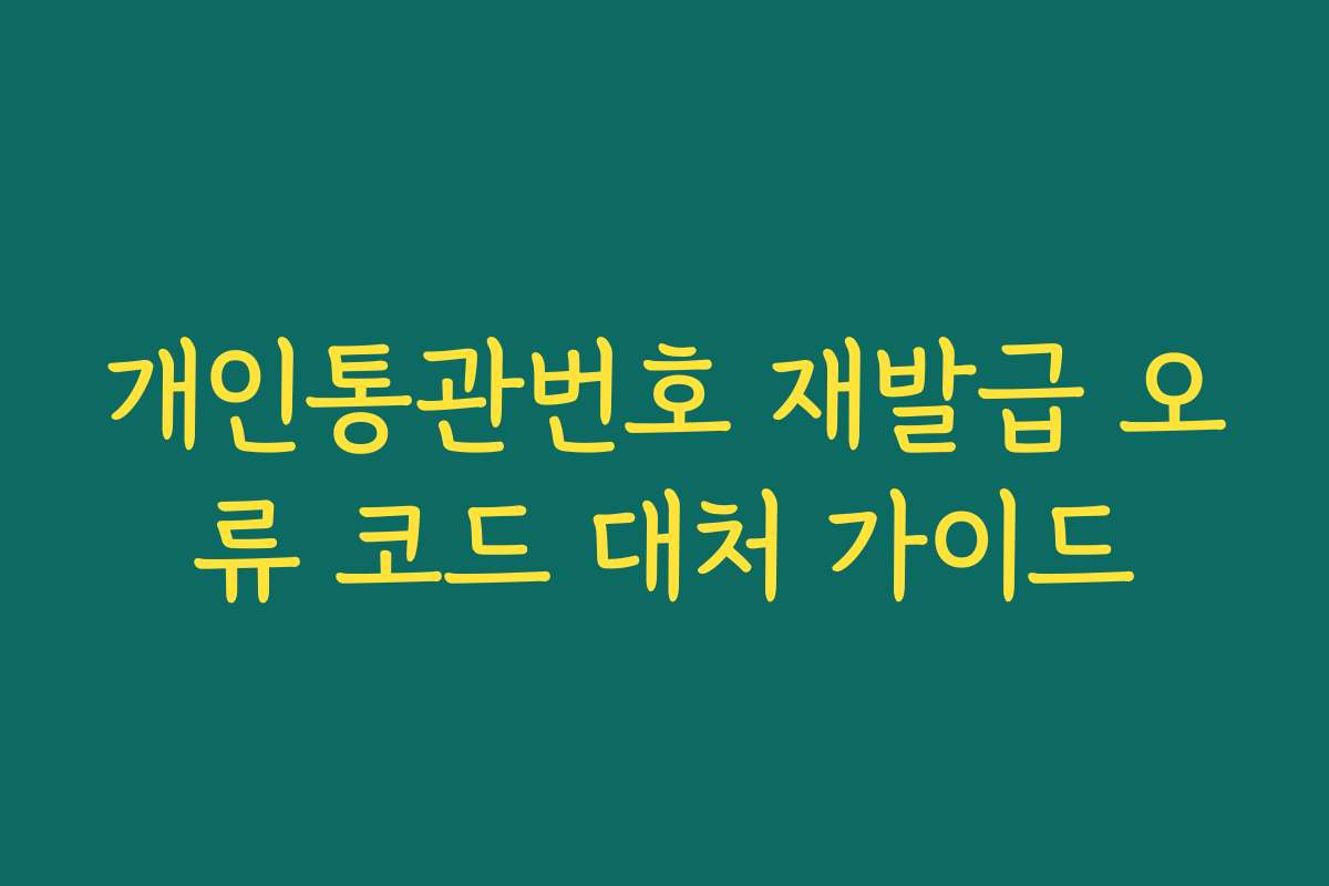 개인통관번호 재발급 오류 코드 대처 가이드 개인통관번호 재발급 오류 코드 대처 가이드