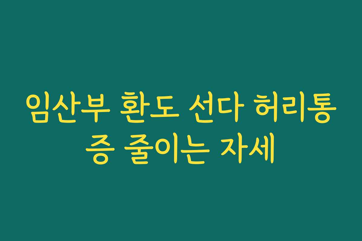 임산부 환도 선다 허리통증 줄이는 자세