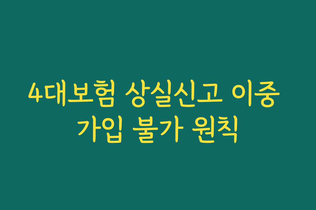 4대보험 상실신고 이중 가입 불가 원칙