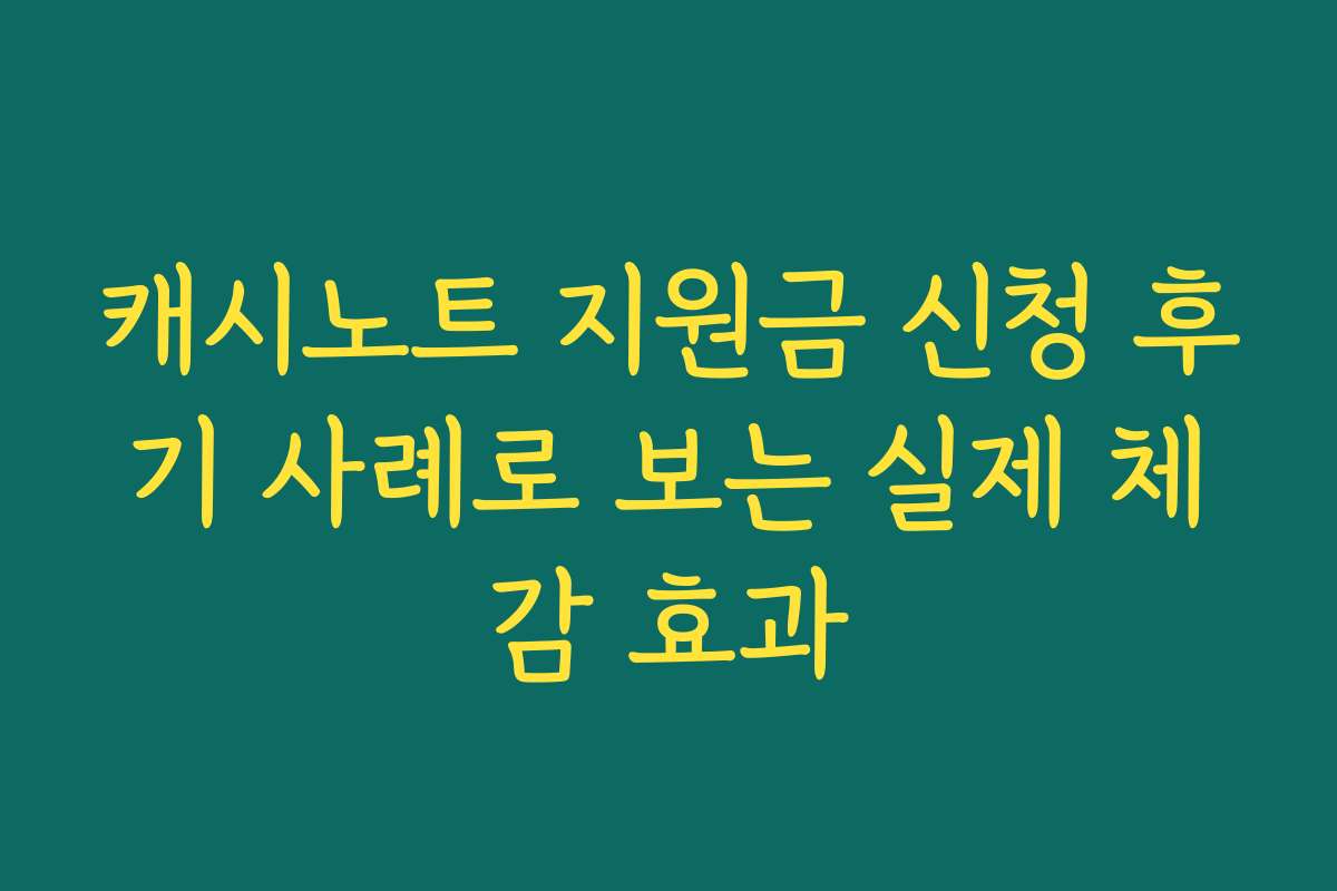 캐시노트 지원금 신청 후기 사례로 보는 실제 체감 효과
