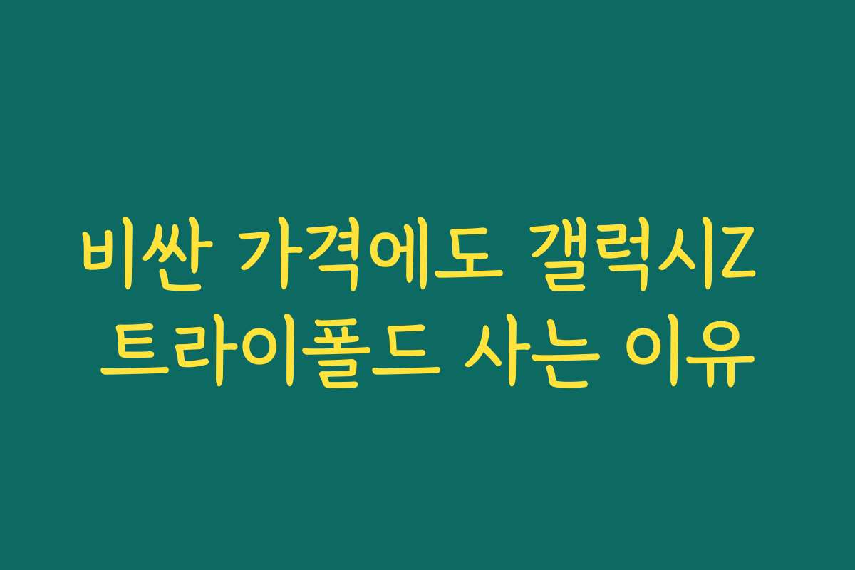 비싼 가격에도 갤럭시Z 트라이폴드 사는 이유