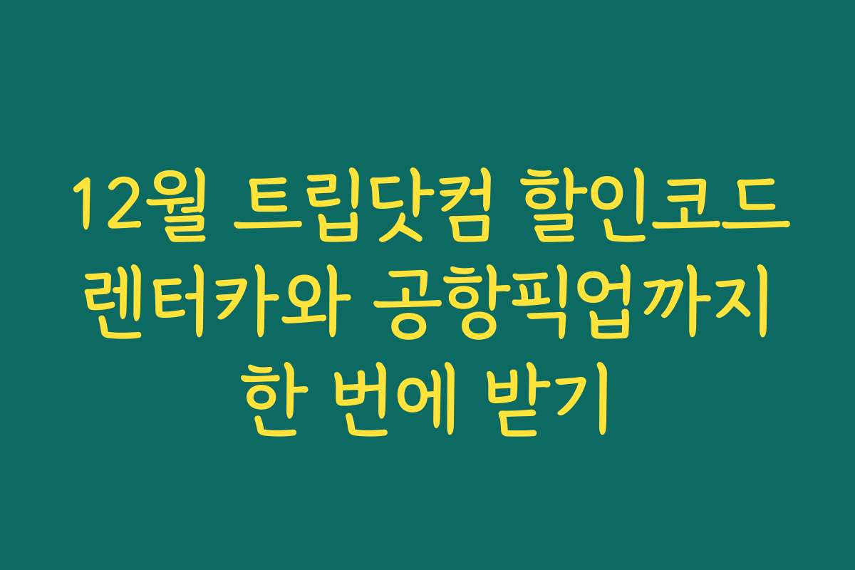 12월 트립닷컴 할인코드 렌터카와 공항픽업까지 한 번에 받기