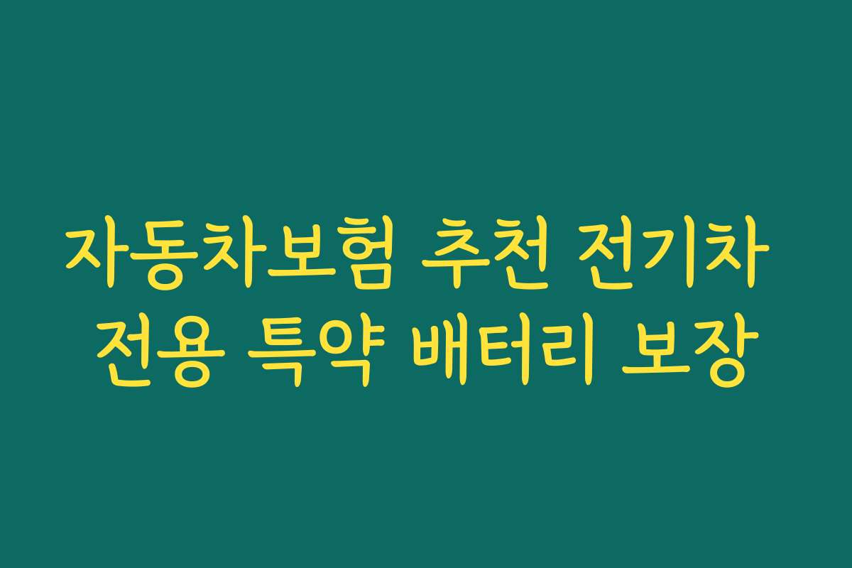자동차보험 추천 전기차 전용 특약 배터리 보장