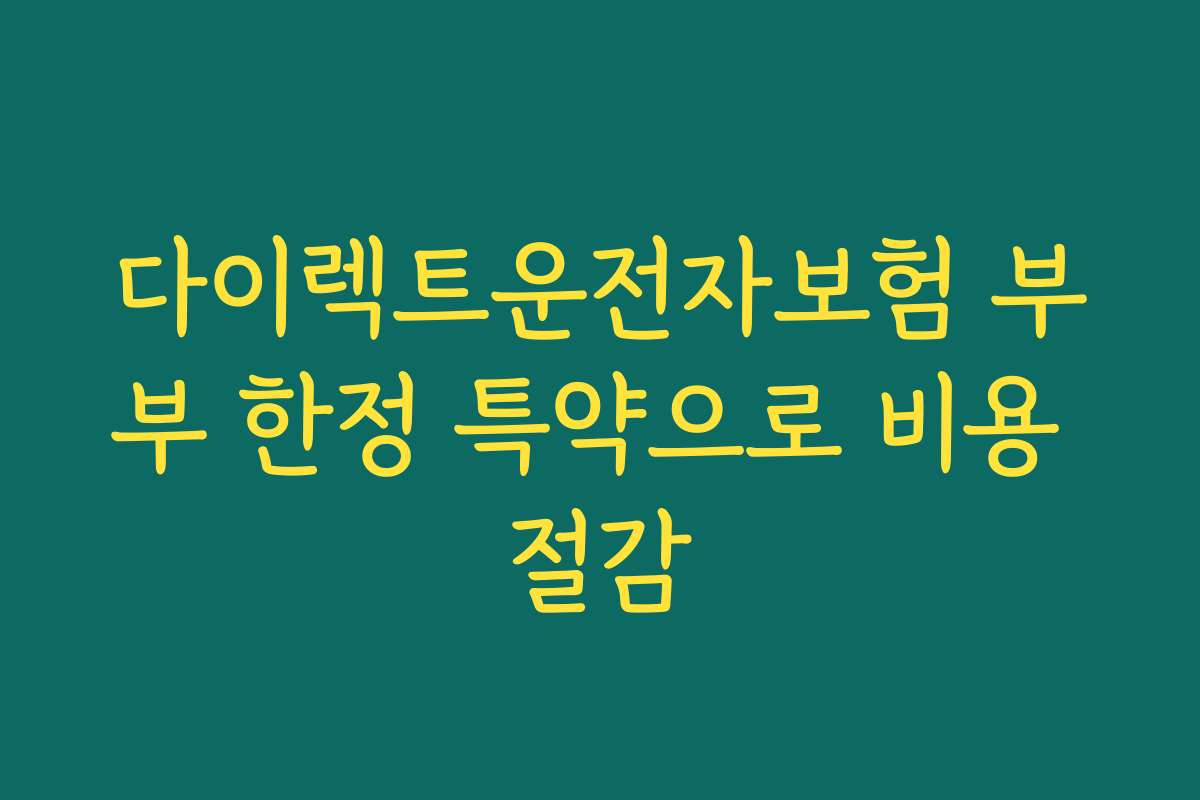 다이렉트운전자보험 부부 한정 특약으로 비용 절감