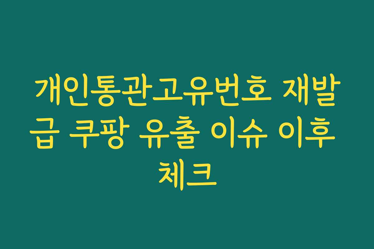 개인통관고유번호 재발급 쿠팡 유출 이슈 이후 체크