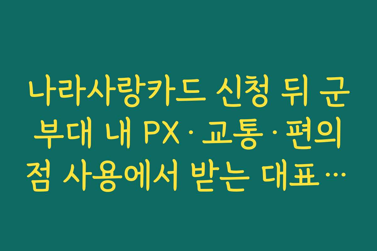 나라사랑카드 신청 뒤 군부대 내 PX·교통·편의점 사용에서 받는 대표 할인 혜택