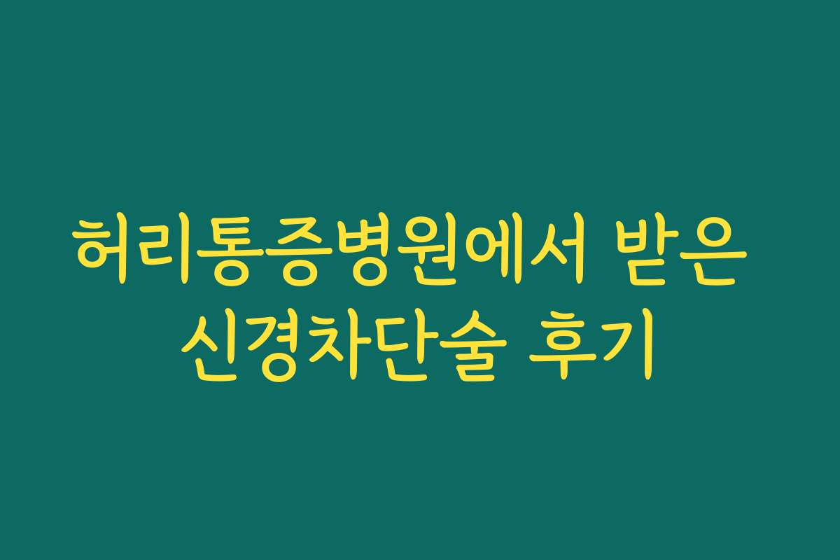 허리통증병원에서 받은 신경차단술 후기
