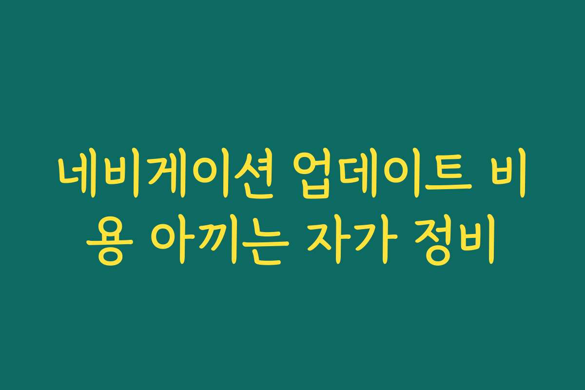 네비게이션 업데이트 비용 아끼는 자가 정비
