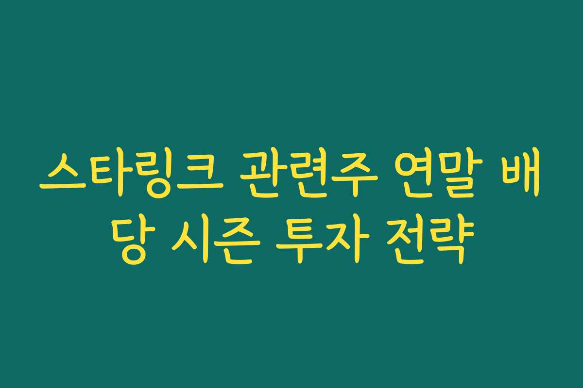 스타링크 관련주 연말 배당 시즌 투자 전략 스타링크 관련주 연말 배당 시즌 투자 전략