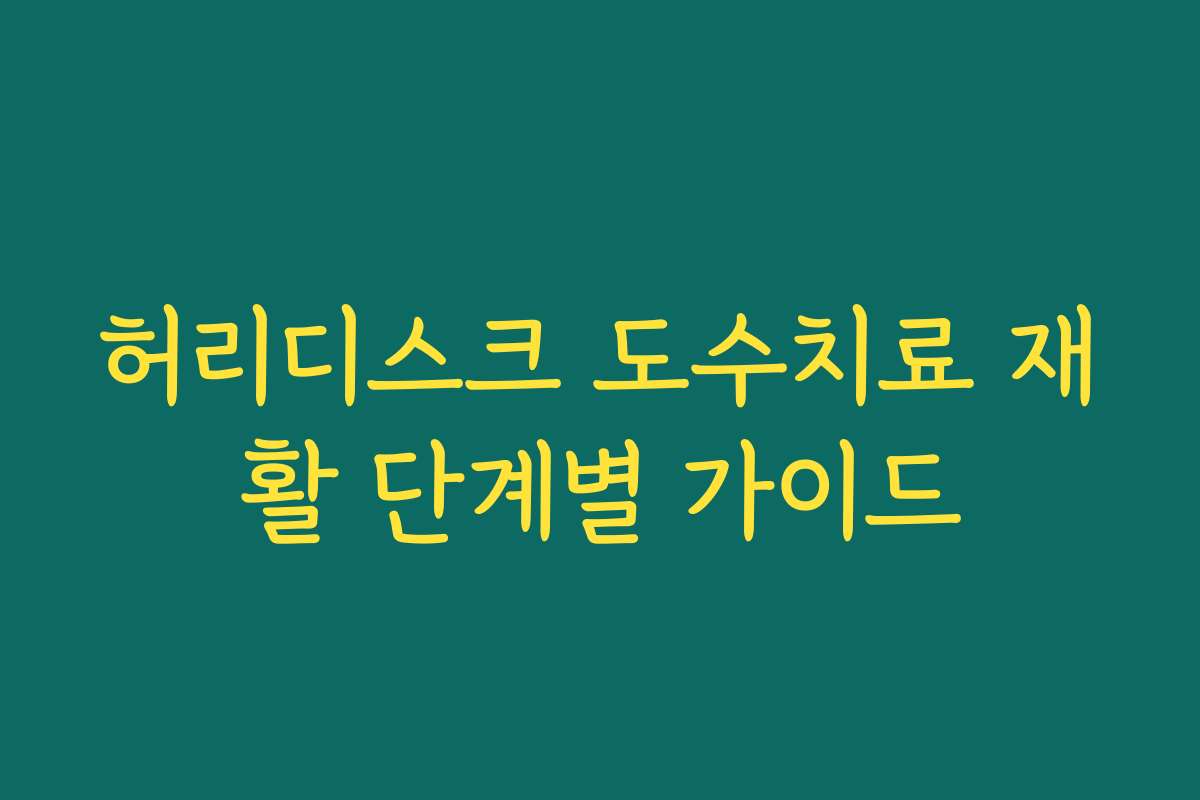 허리디스크 도수치료 재활 단계별 가이드