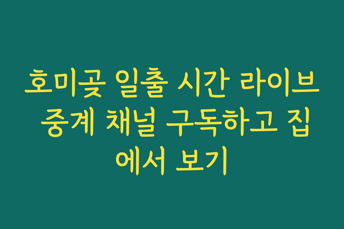호미곶 일출 시간 라이브 중계 채널 구독하고 집에서 보기