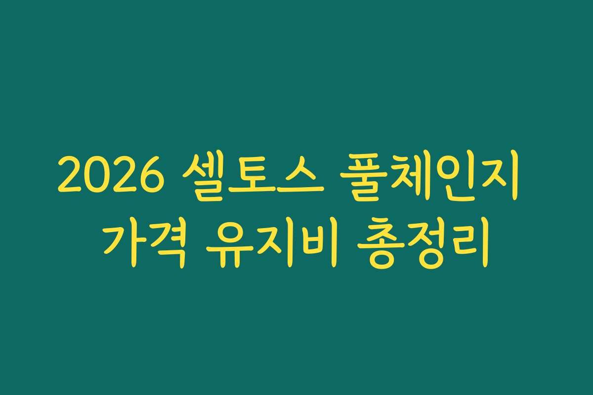 2026 셀토스 풀체인지 가격 유지비 총정리