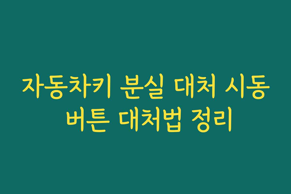 자동차키 분실 대처 시동 버튼 대처법 정리