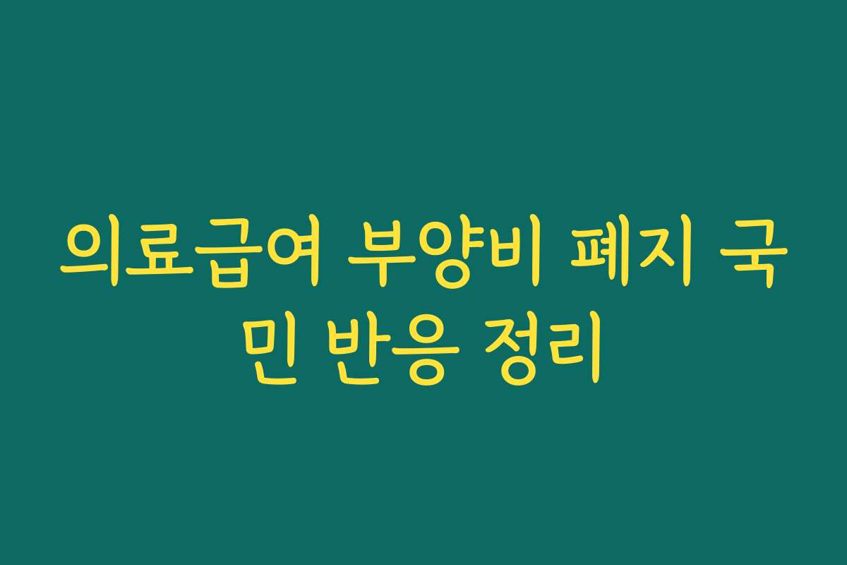 의료급여 부양비 폐지 국민 반응 정리