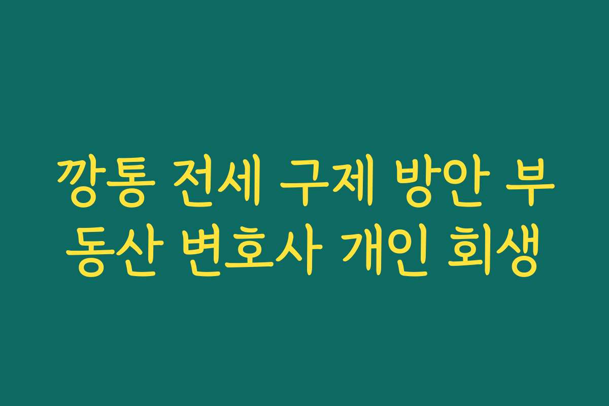 깡통 전세 구제 방안 부동산 변호사 개인 회생