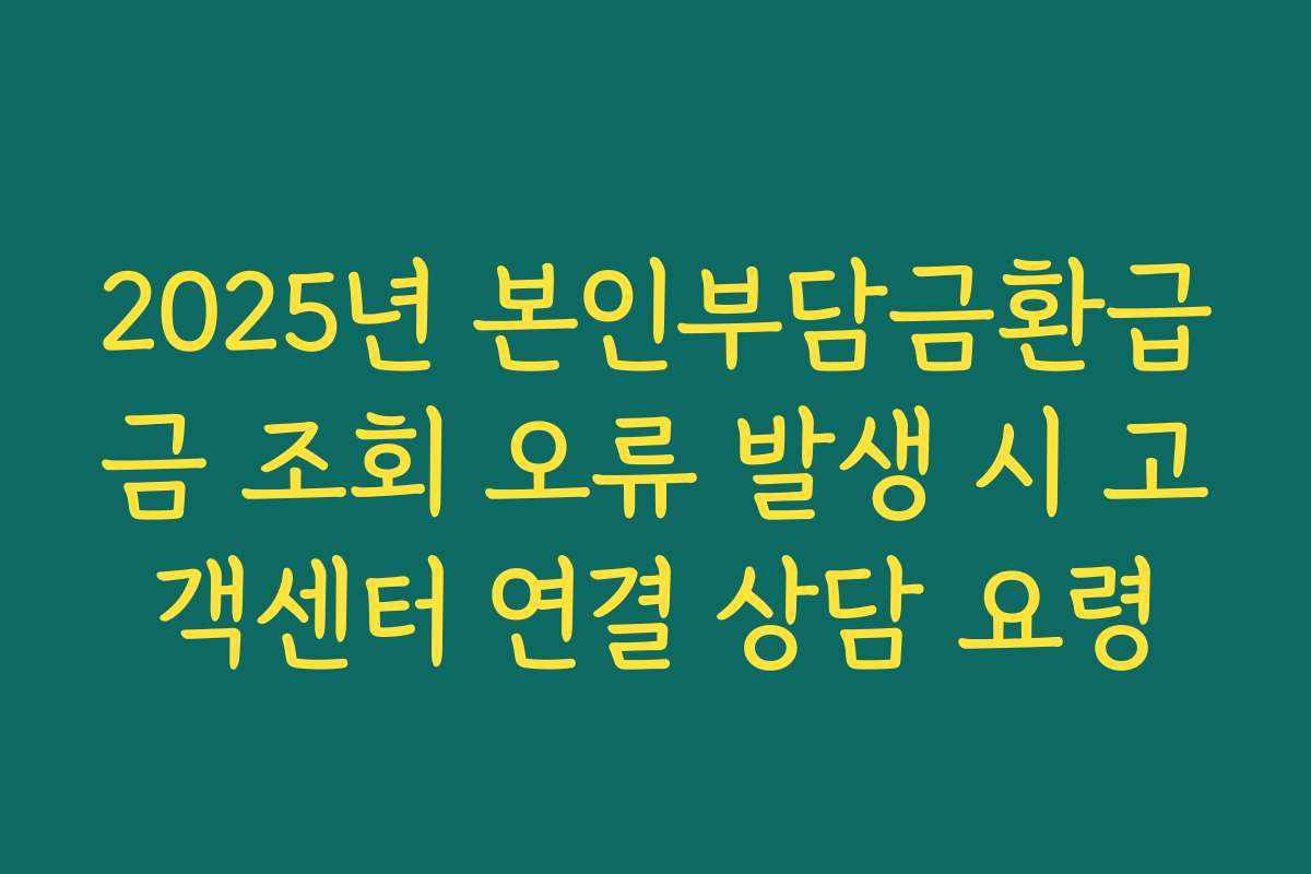 2025년 본인부담금환급금 조회 오류 발생 시 고객센터 연결 상담 요령
